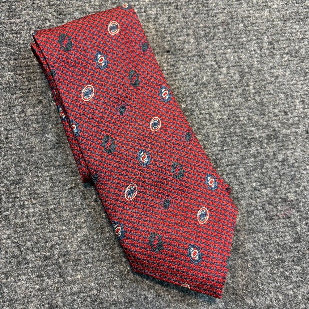 Karl Lagerfeld Red Silk Paisley Medallion Mens Necktie Neck Wear Designer Tie